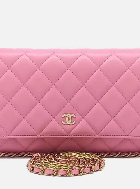 Chanel Wallet On Chain Pink Lambskin Leather Crossbody Bag