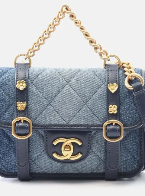 Chanel CC Blue Ombre Denim Quilted Messenger Flap Shoulder Bag