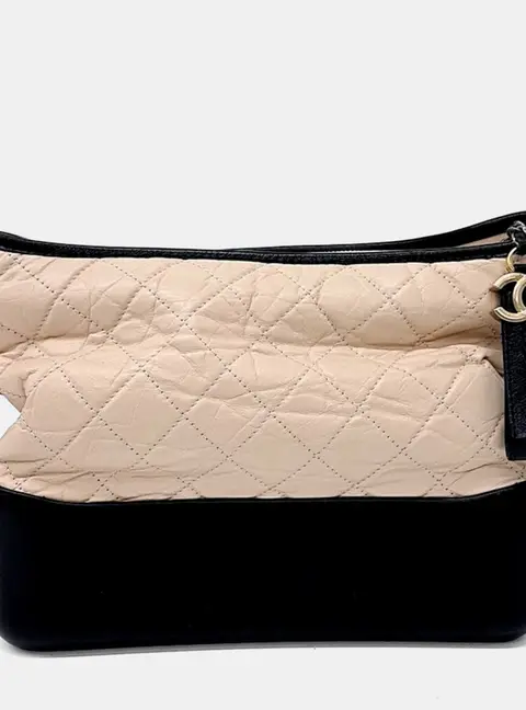 Chanel Gabrielle Hobo Medium Beige Black Leather Hobo Bag