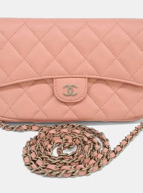 Chanel WOC Pink Lambskin Leather Wallet On Chain Bag