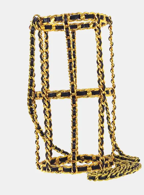 Chanel 94A Bottle Holder Small Black Gold Plated Brass Lambskin Leather Shoulder Bag