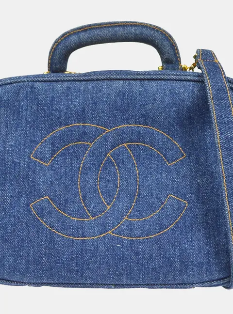 Chanel Timeless Lunch Box 24 Blue Denim Top Handle Bag
