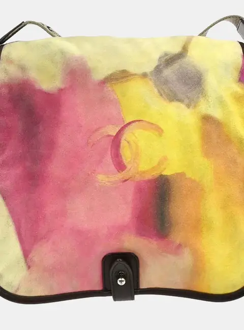 Chanel Flower Power Medium Multicolor Printed Suede Messenger Bag