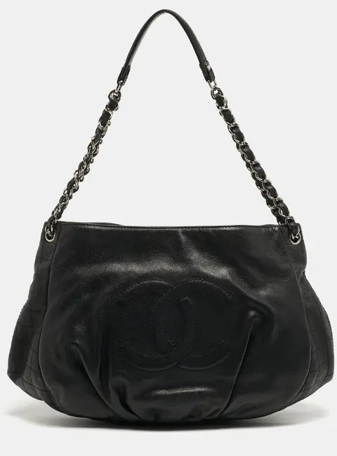 Chanel Timeless Black Quilted Leather Chain Hobo