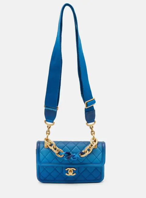 Chanel Sunset on the Sea Small Blue Quilted Caviar Leather Bag