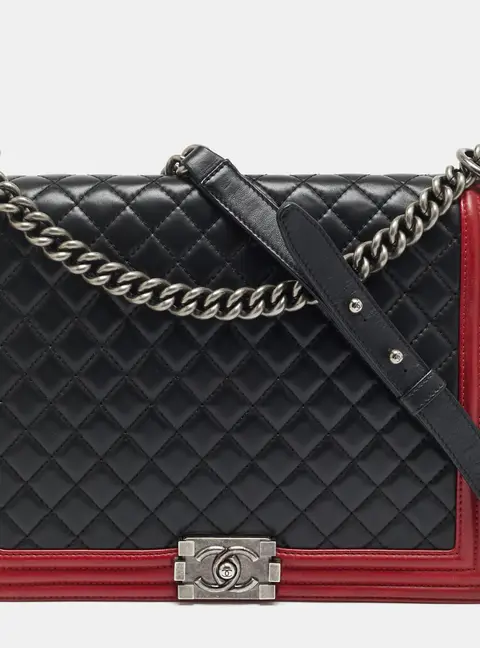 Chanel Boy Large Black/Red Quilted Leather Flap Bag
