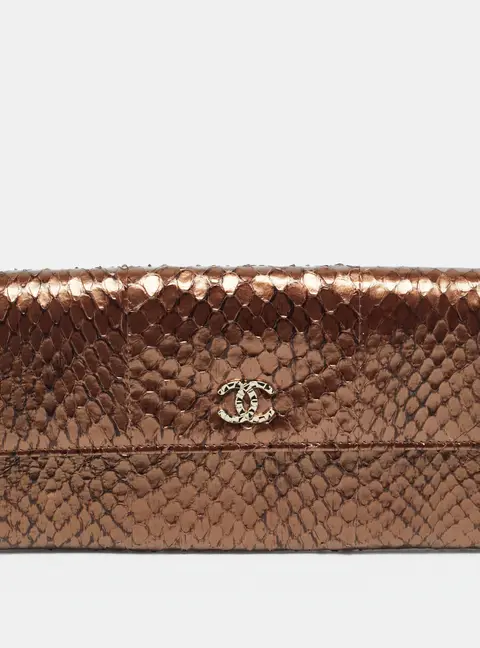 Chanel CC Brown Python Continental Wallet
