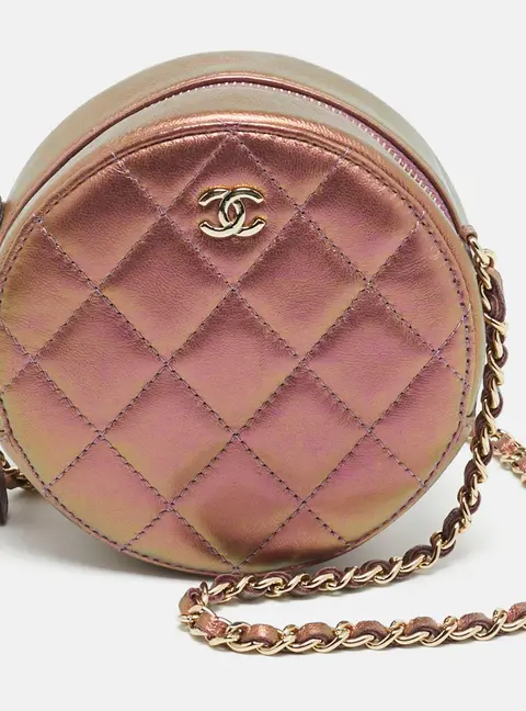 Chanel CC Purple Iridescent Quilted Leather Chain Clutch