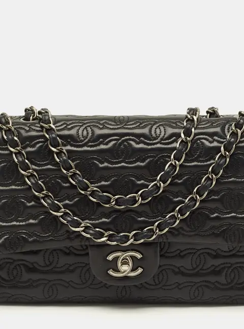 Chanel Jumbo Black CC Quilted Leather Flap Bag