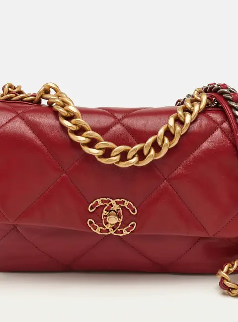 Chanel 19 Large Red Quilted Leather Flap Bag