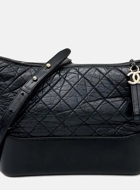 Chanel Gabrielle Hobo Medium Black Aged Calfskin Leather Shoulder Bag