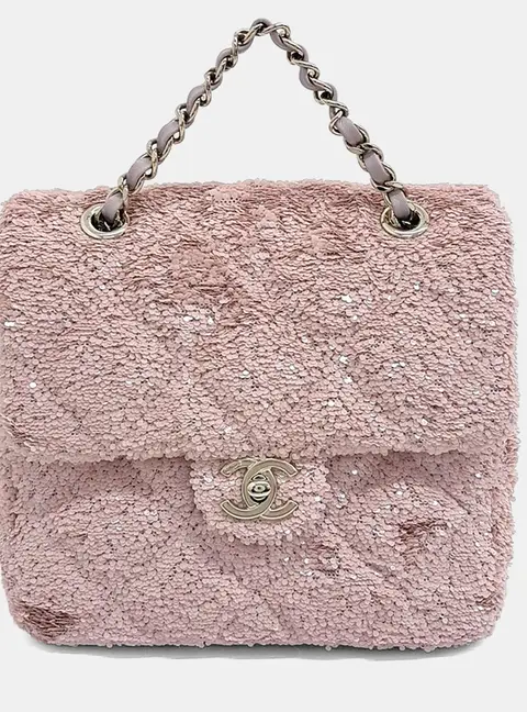 Chanel Flap Backpack Pink Sequin Backpack Bag