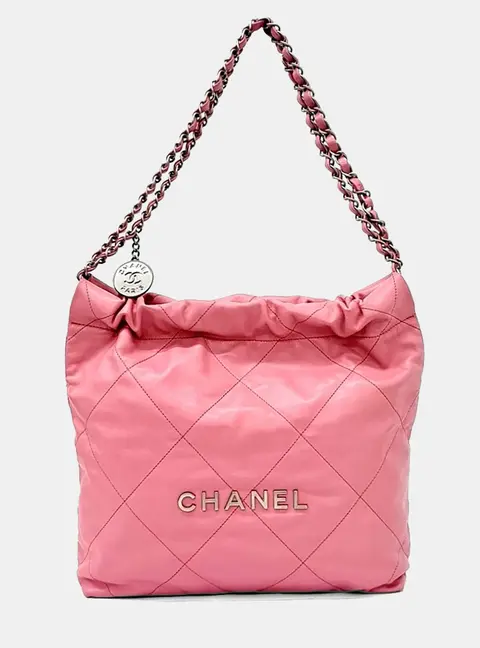 Chanel 22 30 Pink Calfskin Leather Shoulder Bag