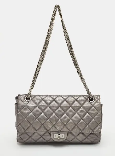 Chanel Classic 226 Reissue 2.55 Grey Quilted Aged Leather Double Flap Bag
