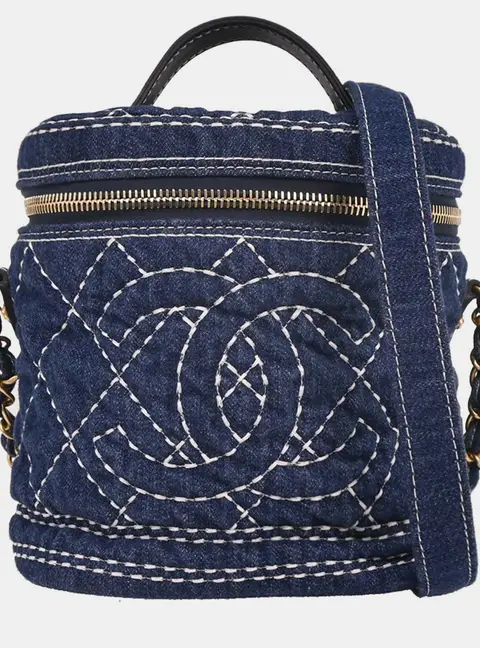 Chanel Vanity Mini Blue Denim Crossbody Bag
