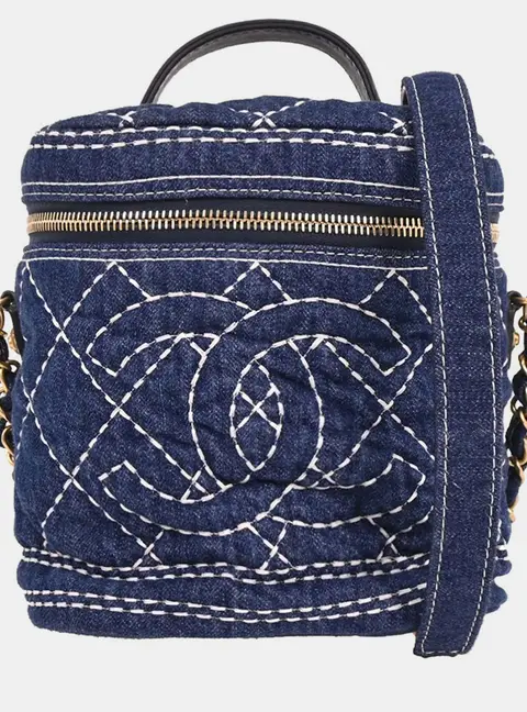 Chanel Vanity Mini Blue Denim Crossbody Bag