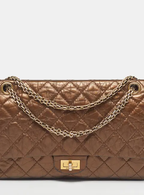 Chanel Reissue 2.55 226 Metallic Brown Quilted Aged Leather Flap Bag