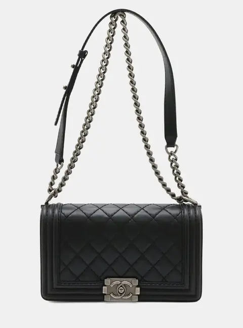 Chanel Boy Chanel 25 Wild Stitch Matelasse Coco Mark Chain Shoulder Bag In Soft Calfskin Black