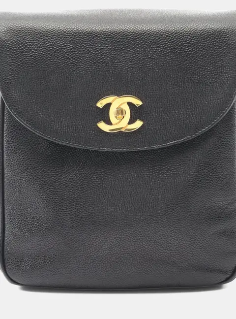 Chanel Coco Mark Backpack Bag In Calfskin Leather Cowhide Black