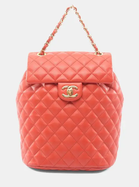 Chanel Matelasse Small Orange Leather Backpack Bag