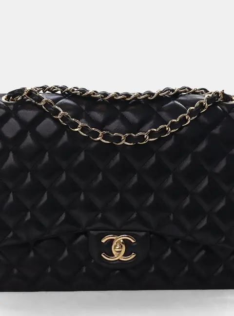 Chanel Maxi Black Lambskin Classic Double Flap Bag
