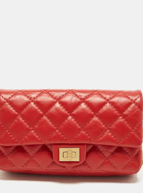 Chanel Reissue 2.55 Red Quilted Aged Leather Belt Bag