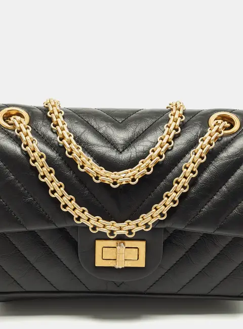 Chanel Reissue 2.55 Mini Black Chevron Aged Leather Flap Bag