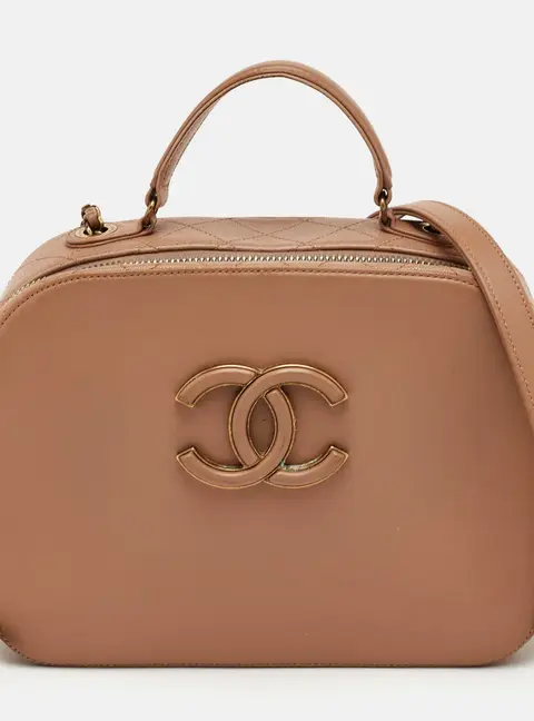 Chanel Coco Curve Beige Leather Vanity Case Bag
