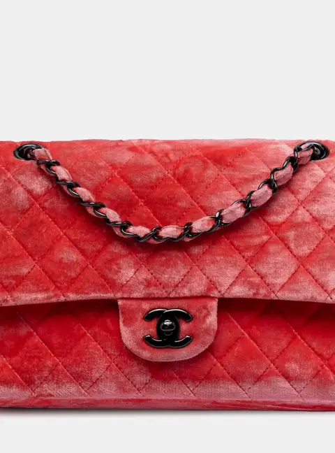 Chanel Classic Medium Red Velvet Double Flap Bag