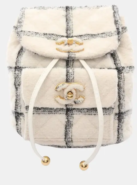 Chanel Duma White Black Wool Backpack Bag