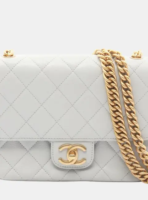 Chanel Matelasse Grey Leather Shoulder Bag