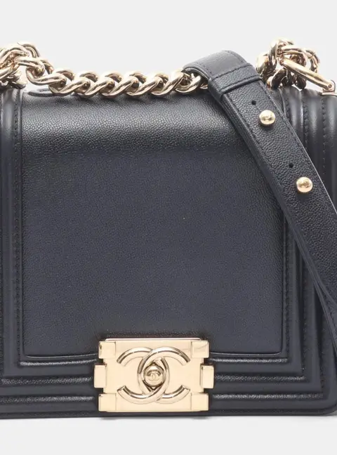 Chanel Boy Navy Leather Shoulder Bag