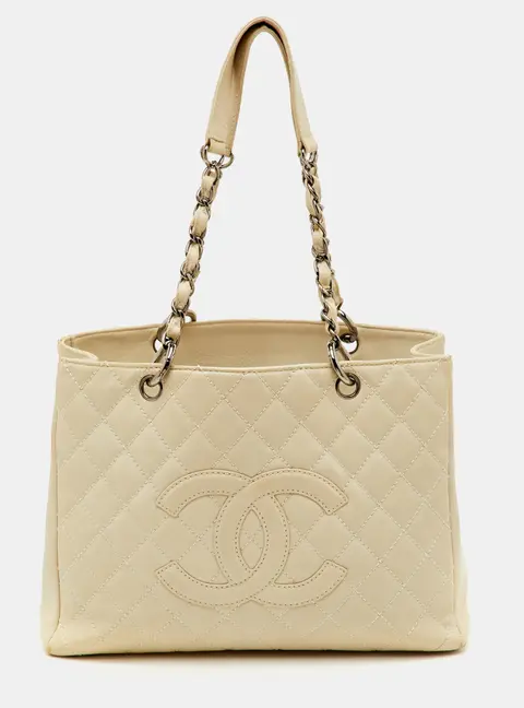 Chanel GST Cream Quilted Leather Shopper Tote