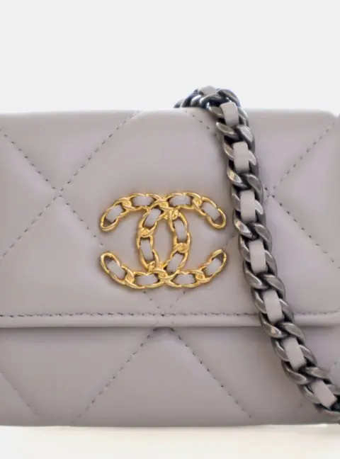Chanel 19 Wallet On Chain Gray Lambskin Leather Crossbody Bag