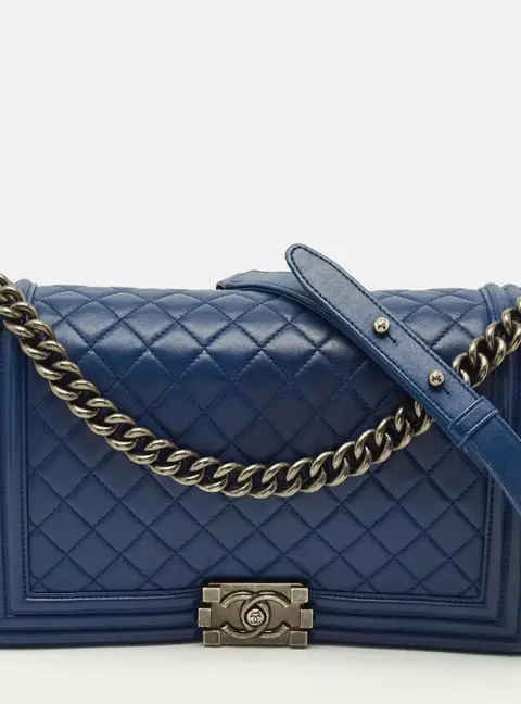 Chanel Boy New Medium Blue Quilted Leather Flap Bag