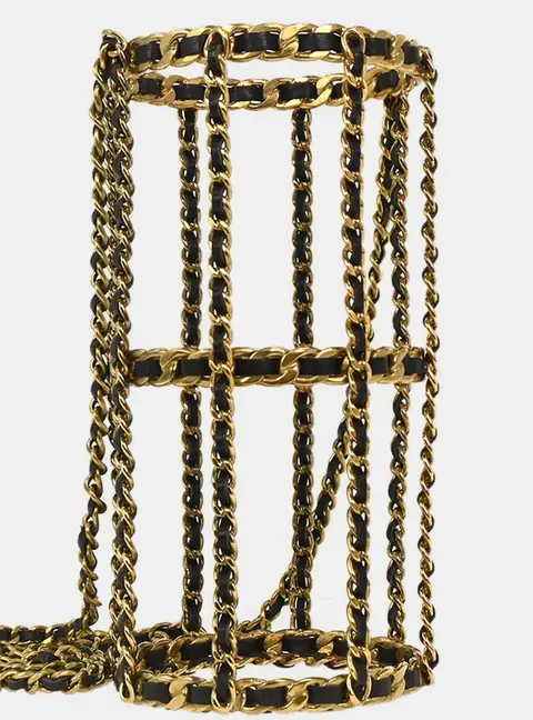 Chanel Gold Black Bottle Holder Shoulder Bag