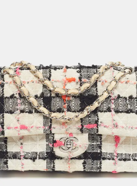 Chanel Classic Double Medium Multicolor Quilted Tweed Flap Bag