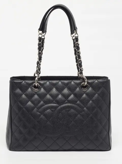 Chanel GST Black Quilted Caviar Leather Tote
