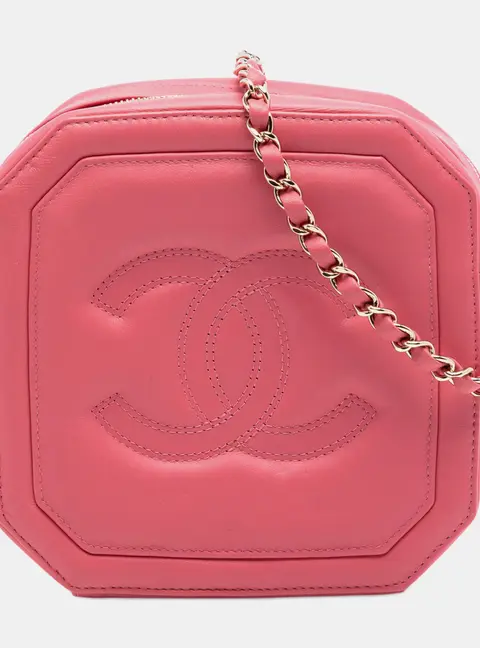 Chanel CC Clock Camera Pink Calfskin Leather Crossbody Bag