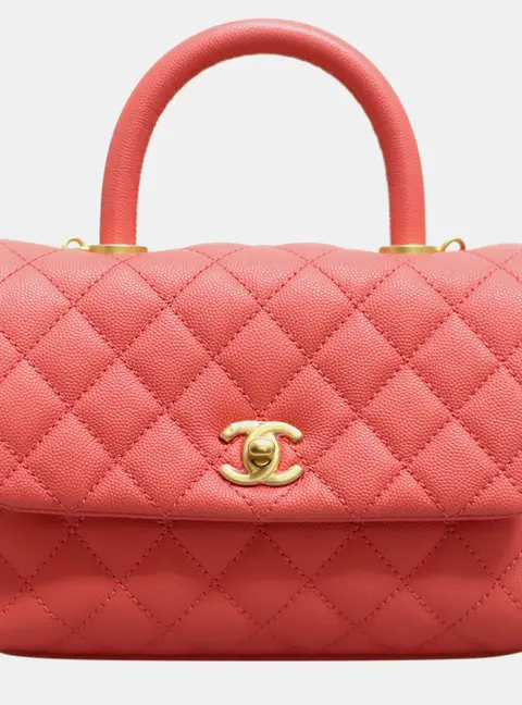 Chanel Coco Handle Small Pink Caviar Leather Top Handle Bag