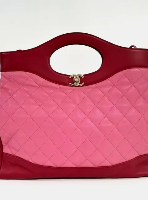 Chanel 31 Shopping Pink Red Lambskin Leather Shoulder Bag