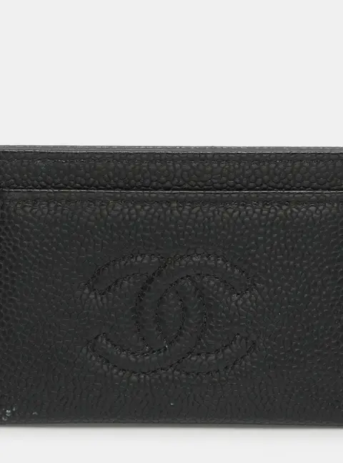 Chanel CC Black Caviar Leather Card Holder