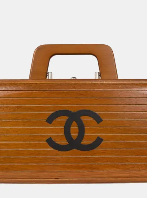 Chanel Brown Black Wood Vanity Bag