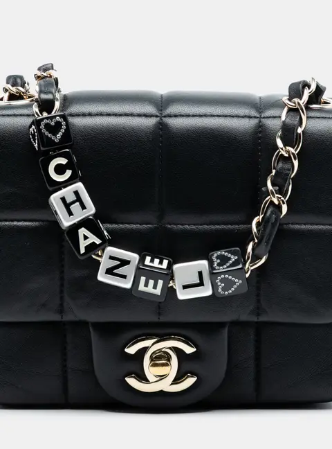 Chanel Monacoco Square Mini Black Lambskin, Resin & Crystal Flap Bag