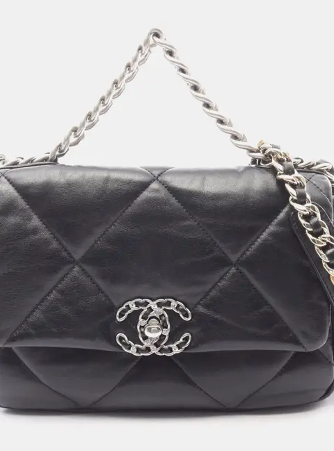 Chanel 19 Matelasse Black Leather Shoulder Bag