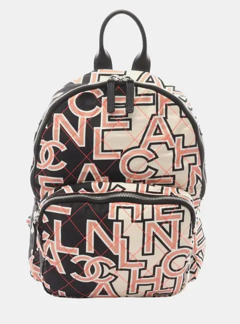 Chanel Matelasse Small Neon Black White Pink Canvas Backpack Bag