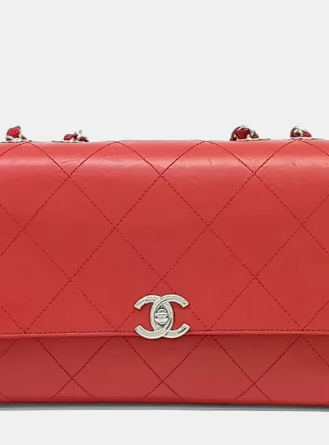 Chanel Classic Wallet On Chain Red Quilted Leather Shoulder Bag