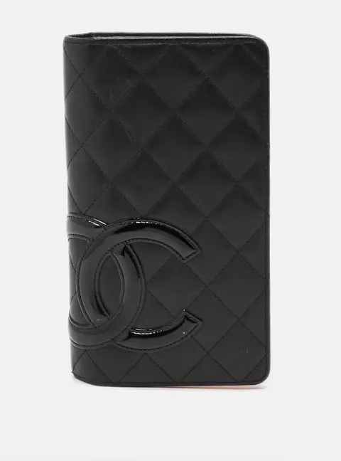 Chanel Cambon Ligne Black Quilted Leather Bifold Wallet