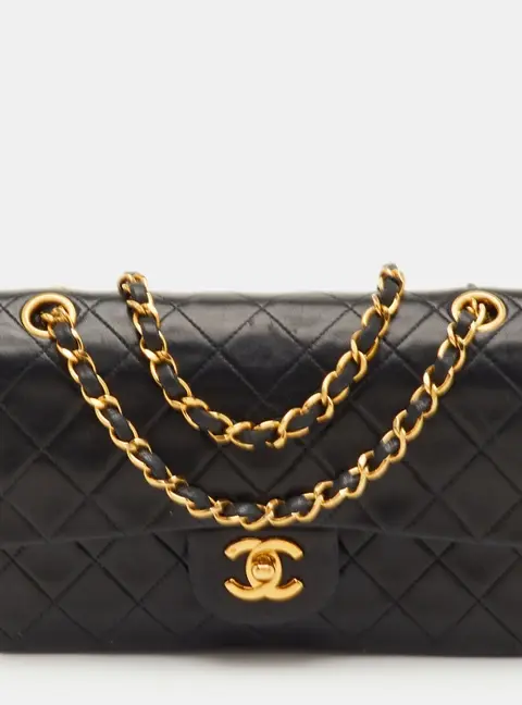 Chanel Classic Small Black Quilted Leather Double Flap Bag