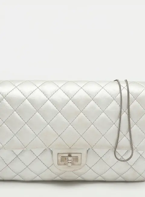Chanel Classic 226 Reissue 2.55 Silver Quilted Leather Flap Bag